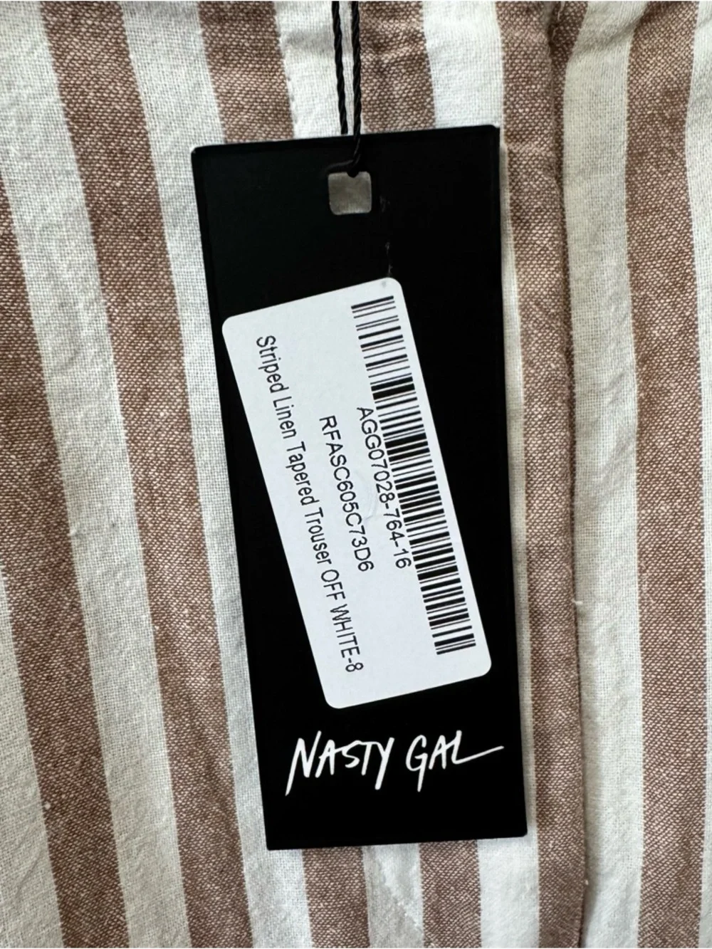 Nasty Gal striped tapered trouser off white/tan 100% cotton Size 4 - Picture 10 of 10